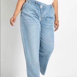 ELOQUII Relaxed Fit Jeans w Overlap Waist